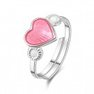 Ring sølv - 8 mm rosa hjerte thumbnail