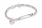 ID-armbånd i sølv - Rosa hjerte thumbnail